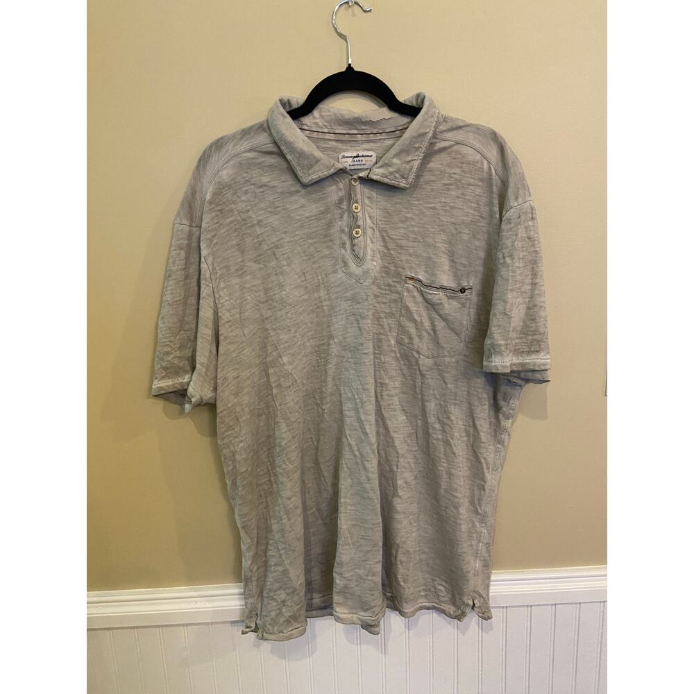Tommy Bahama Jeans Island Crafted Polo Shirt Men XL Gray Cotton Casual Golf S/S